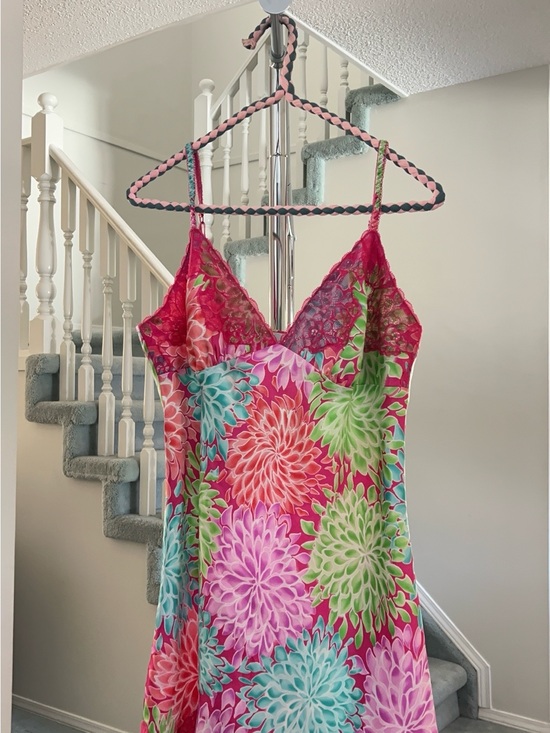 La SENZA Other - La SENZA Floral Satin Chemise in Hot Pink with Multi-Color Blooms